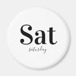 土曜タイポグラフィモダンブラック&ホワイト マグネット