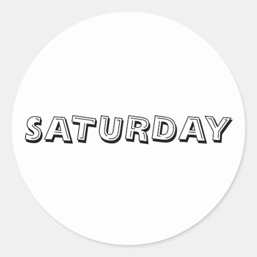 土曜日アルファベットスープホワイトのステッカー(Janz) ラウンドシール (正面)