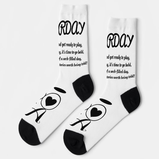 土曜詩ソックス – トレンディーおもしろい, White&Black ソックス (左)