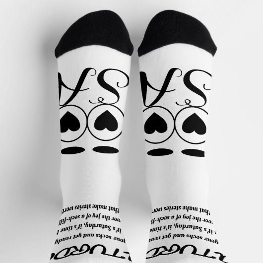 土曜詩ソックス – トレンディーおもしろい, White&Black ソックス (上部)