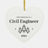 土木工士新職初めてのクリスマスオーナメント セラミックオーナメント (正面)