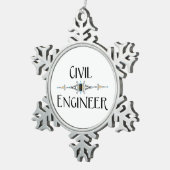 土木工学科装飾線 スノーフレークピューターオーナメント (右)