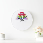 土木技カラフルおもしろい術プレゼント ラージ壁時計 (ホーム)