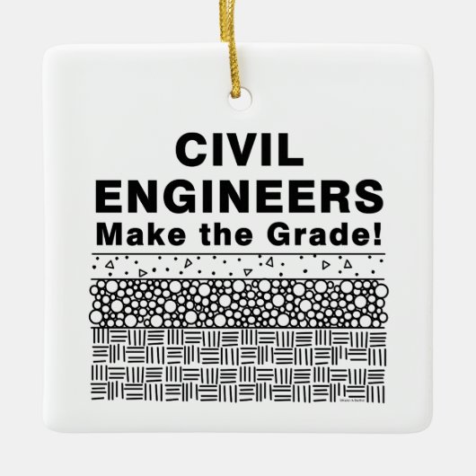 土木技師が級を挙げる セラミックオーナメント (正面)
