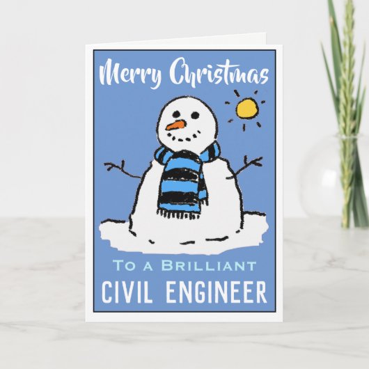 土木技師のための楽しい雪だるまクリスマスカード シーズンカード (正面)