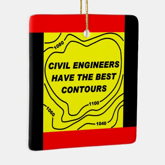 土木技師の黄色い等高線 セラミックオーナメント (右)