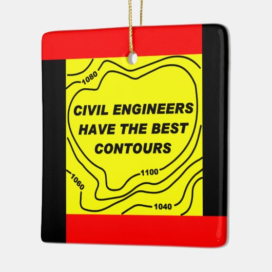 土木技師の黄色い等高線 セラミックオーナメント (左)