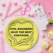 土木技師の黄色い等高線 ペーパープレート (パーティー)