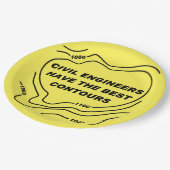 土木技師の黄色い等高線 ペーパープレート (アングル)