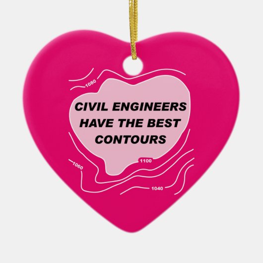 土木技師ピンクの輪郭 セラミックオーナメント (正面)