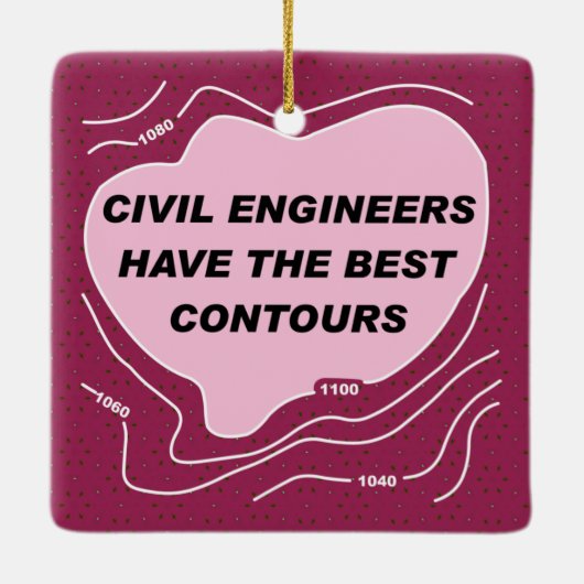土木技師ピンクコンターセラミックオーナメント セラミックオーナメント (裏面)