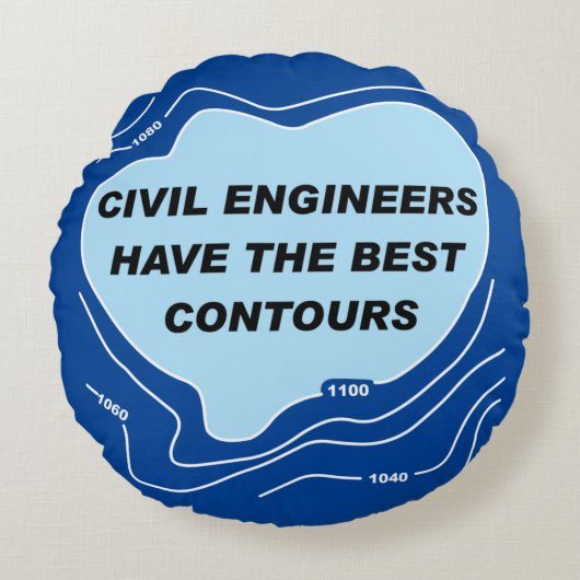 土木技師ブルーコンター ラウンドクッション (正面)