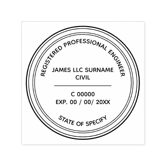 土木技師プロフェッショナル印鑑番号および有効期限 セルフインキングスタンプ (デザイン)