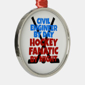 土木技師ホッケーが大好き メタルオーナメント (右)