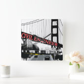 土木技師 スクエア壁時計 (ホーム)