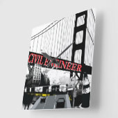 土木技師 スクエア壁時計 (傾斜)