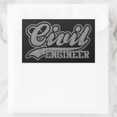 土木技師 長方形シール (バッグ)