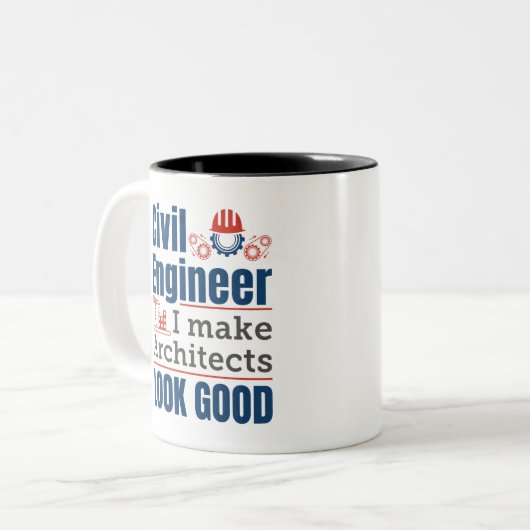 土木技師I建築家の外観を良くする ツートーンマグカップ (正面左)