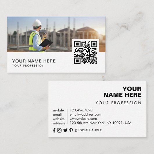 土木技師QRコード 名刺 (正面/裏面)