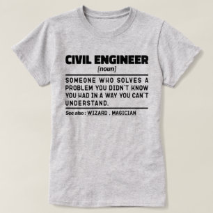 土木技術者名詞エンジニアリング労働者の皮肉 Tシャツ