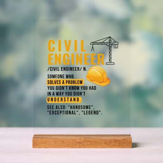 土木技術者定義のおもしろい贈与 アクリルサイン (ニュートラル)