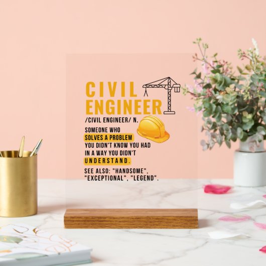 土木技術者定義のおもしろい贈与 アクリルサイン (ウェディング)