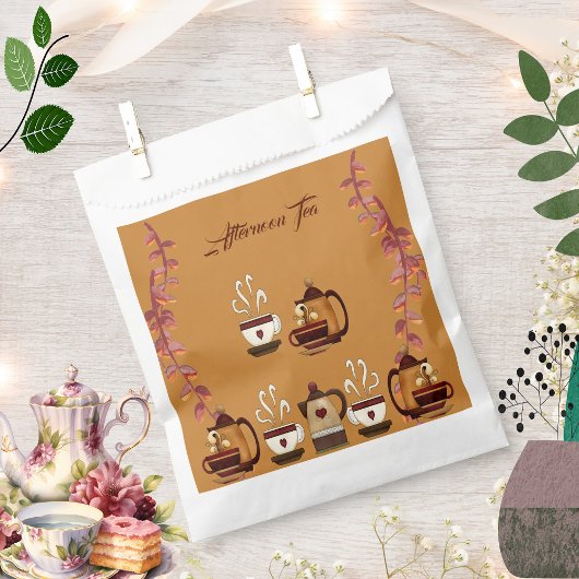 土泥ブラウンティーポットカップアフタヌーンティーパーティー フェイバーバッグ