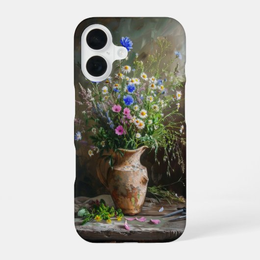 土瓶の野の花 iPhone 16ケース (裏面)