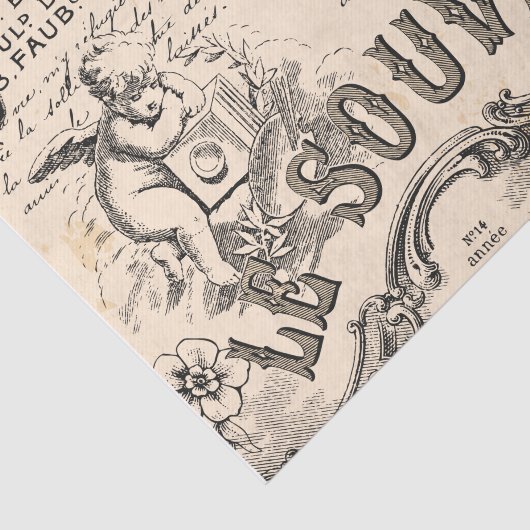 土産デコページティッシュペーパー-フランスのヴィンテージ 薄葉紙 (詳細)