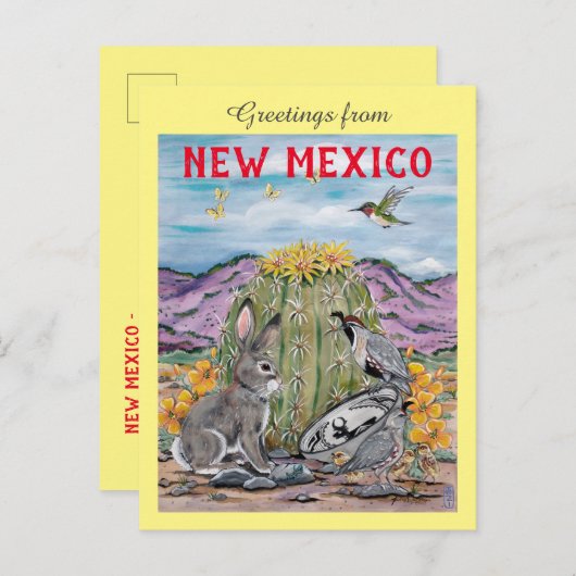土産ニューメキシコ南西部の動物サボテンの芸術 ポストカード (正面/裏面)