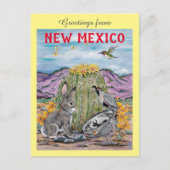 土産ニューメキシコ南西部の動物サボテンの芸術 ポストカード (正面)