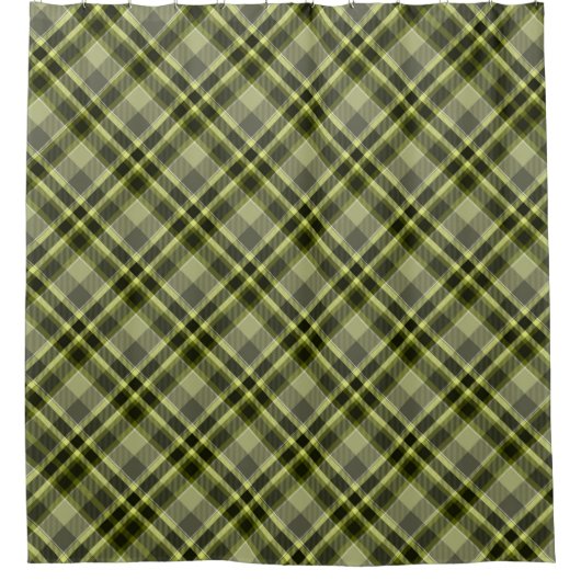 土緑の格子窓シャワーカーテン シャワーカーテン (正面)