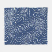 土線地形図オーガニックプリント。 フリースブランケット (正面(横))