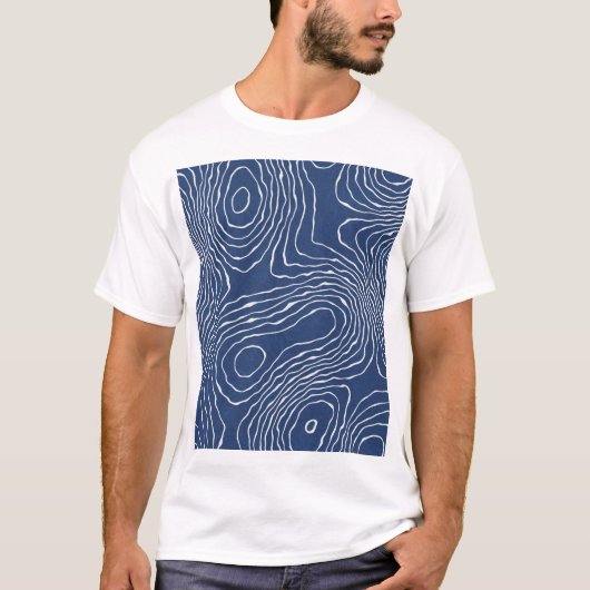 土線地形図オーガニックプリント。 Tシャツ (正面)