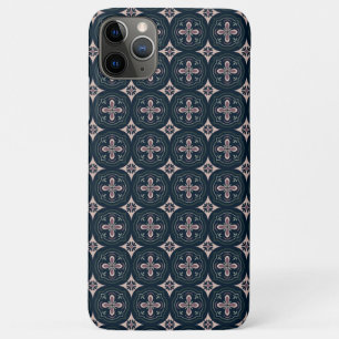 土色の花柄幾何学タイル iPhone 11 PRO MAXケース