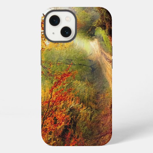 土道を覆う紅葉と木々 iPhoneケース (裏面)