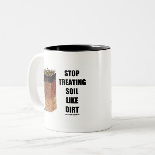 土(土地平線)のような土を扱うことを止めて下さい ツートーンマグカップ (正面左)