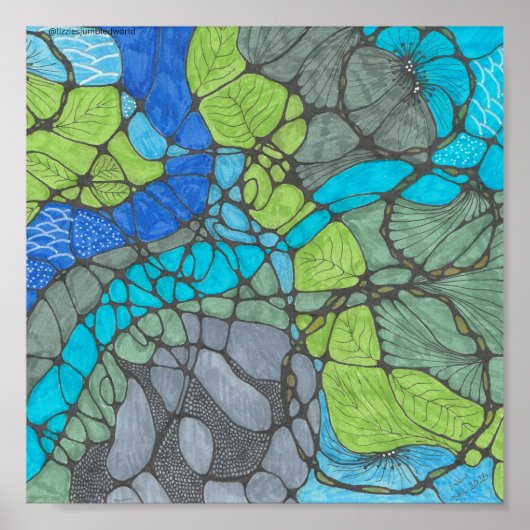 圧倒されたドードルプリント8x8インチ。 ポスター (正面)