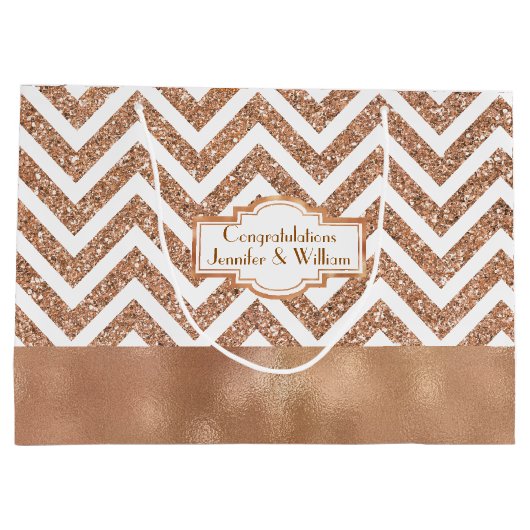 圧倒するばら色の金ゴールドのカスタムな結婚式のギフトバッグ ラージペーパーバッグ (裏面)