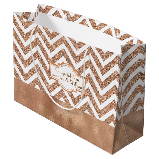 圧倒するばら色の金ゴールドのカスタムな結婚式のギフトバッグ ラージペーパーバッグ (裏面アングル)