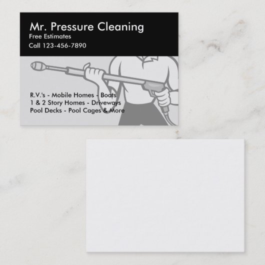 圧力クリーニングとサンドブラストサービス 名刺 (正面/裏面)