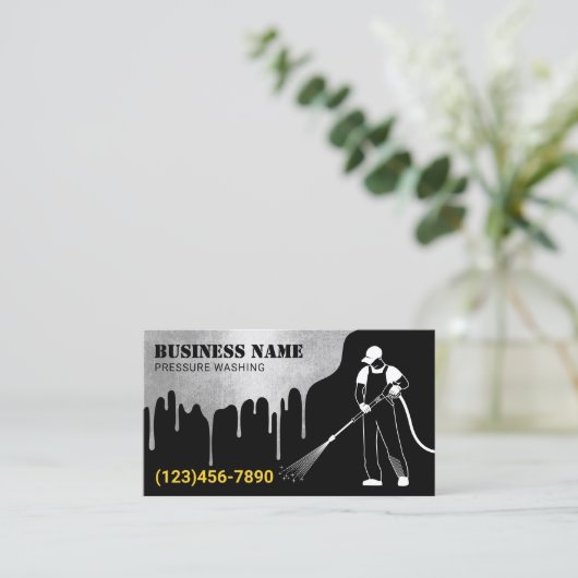 圧力洗モダン洗式洗式洗車場清掃 名刺 (スタンド正面)