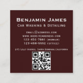 圧力洗モダン浄モバイルカー洗浄qrコード スクエア名刺 (裏面)
