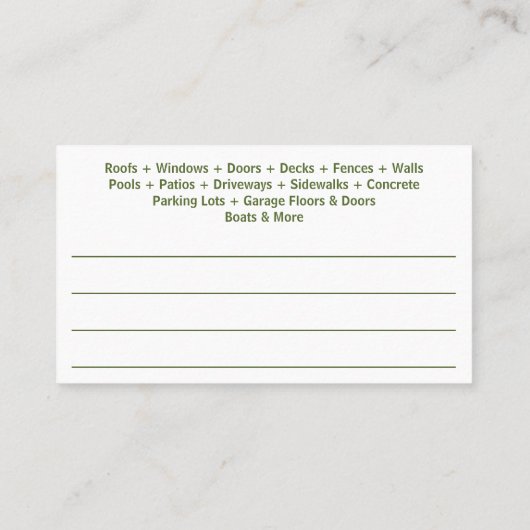 圧力洗剤とマンガのカスタマイズ可能 名刺 (裏面)