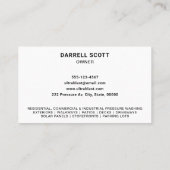 圧力洗浄あなたのロゴを追加 名刺 (裏面)