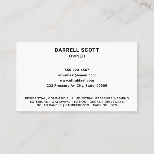 圧力洗浄あなたのロゴを追加 名刺 (裏面)
