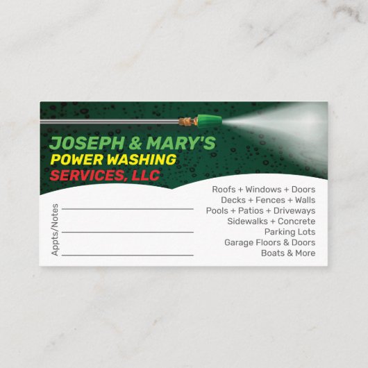 圧力洗浄およびクリーニングの名刺テンプレート 名刺 (裏面)