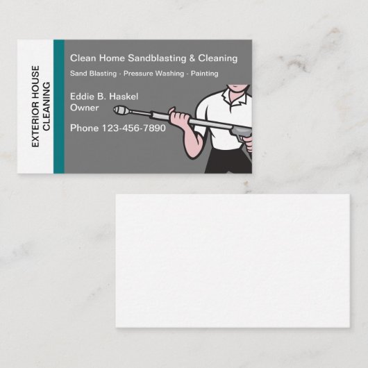 圧力洗浄およびサンドブラスティングの家 名刺 (正面/裏面)