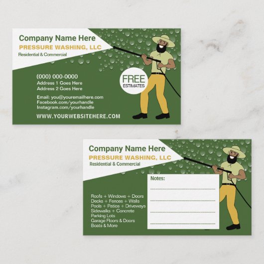 圧力洗浄および洗浄テンプレートの風合 名刺 (正面/裏面)