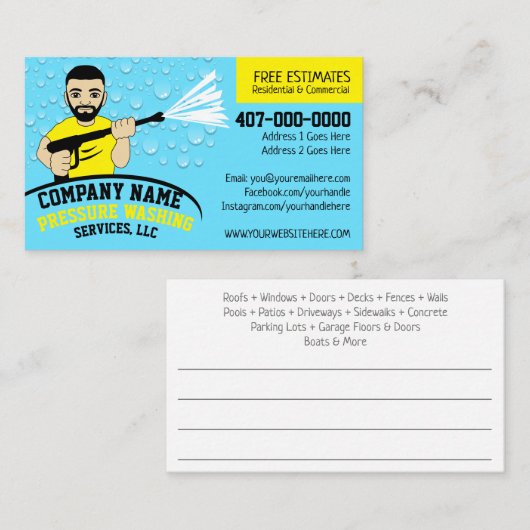 圧力洗浄とクリーニングのカスタマイズ可能なバス 名刺 (正面/裏面)